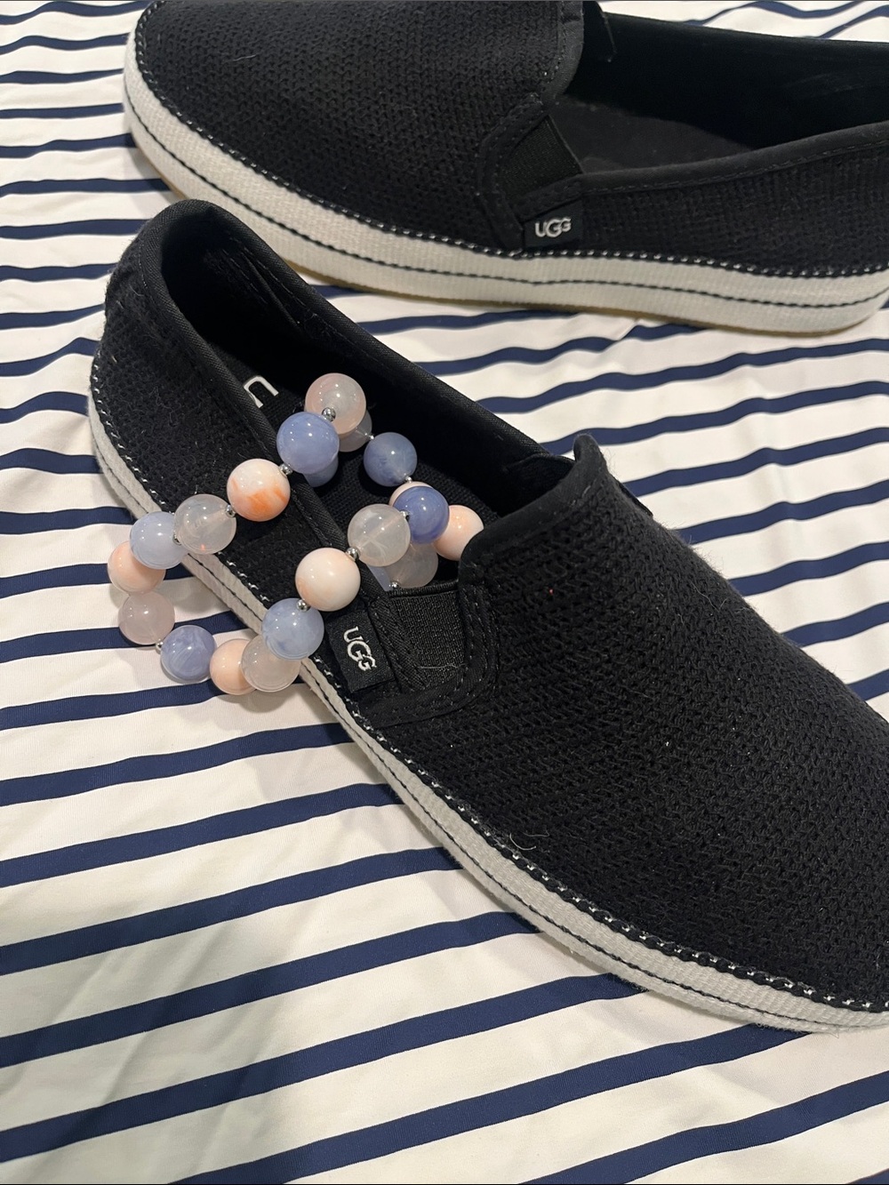 UGG Black Knit Slip-On Loafers